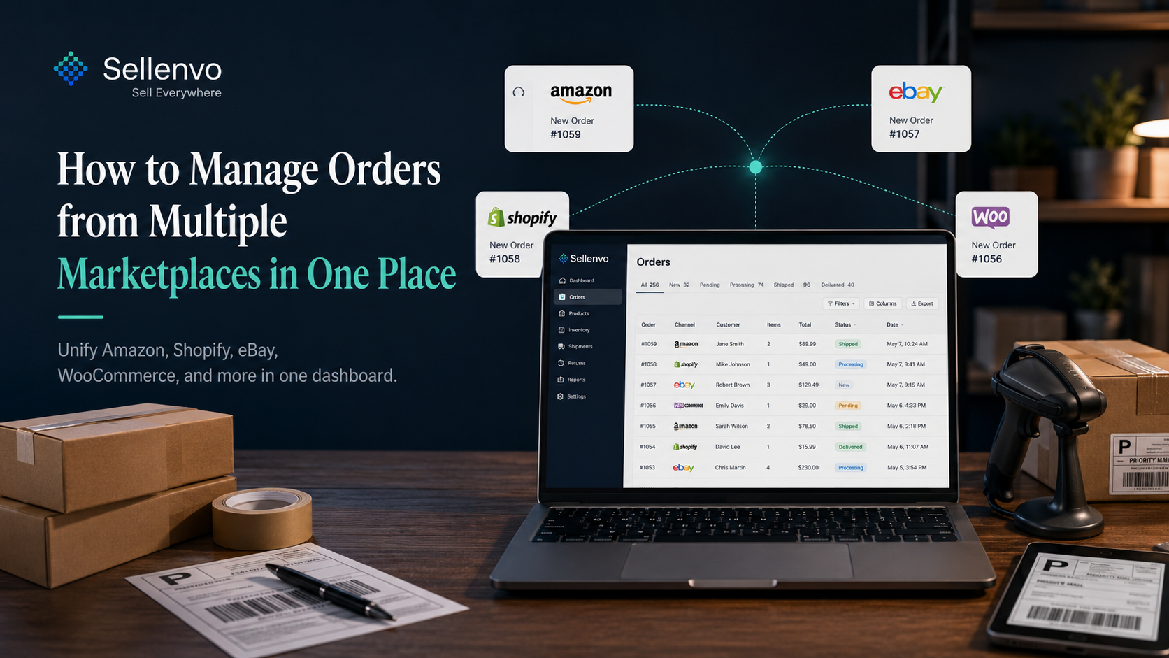 Manage orders from multiple marketplaces in one dashboard with Sellenvo