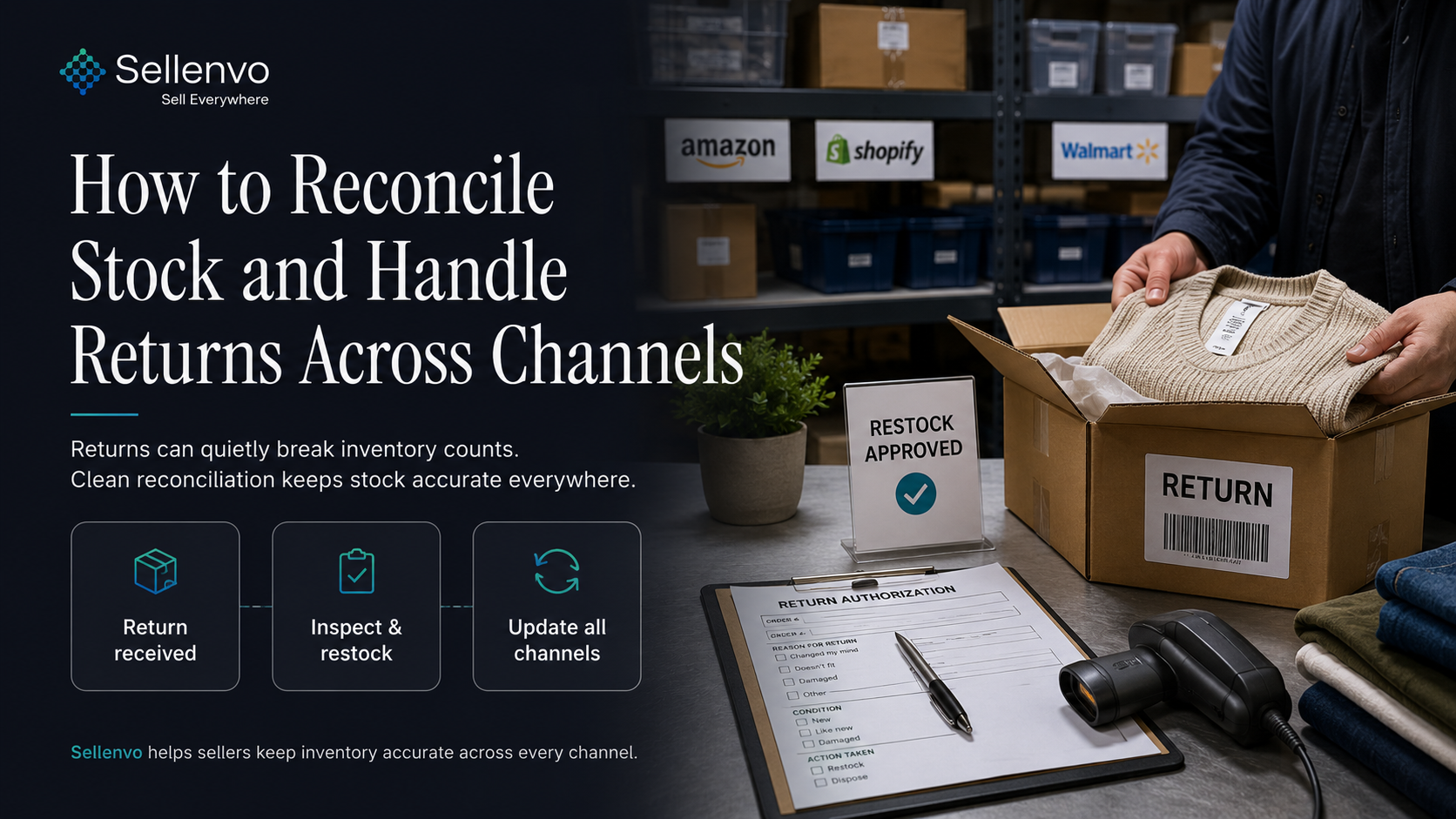 Reconcile stock and handle returns across multiple channels with Sellenvo